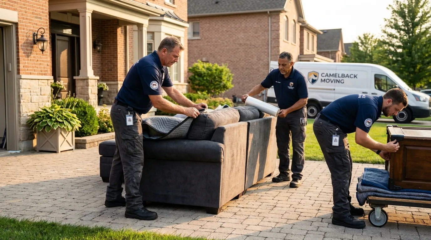 Large estate moving crew wrapping furniture in Plattsmouth, NE