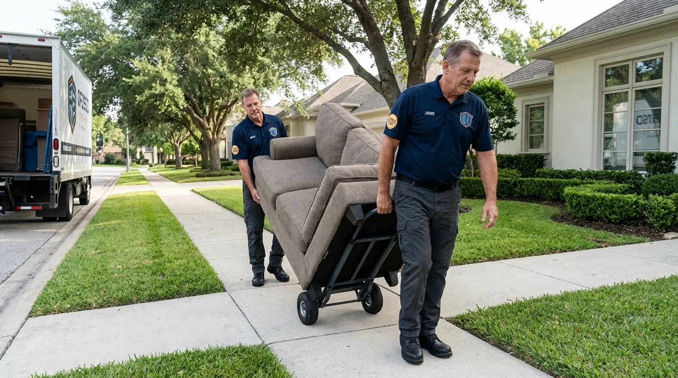Local residential moving crew loading furniture in Plattsmouth, NE